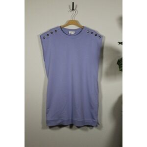 Entro Sleeveless Studded Crew Neck Tunic Sweatshirt Dress Lilac Purple Small